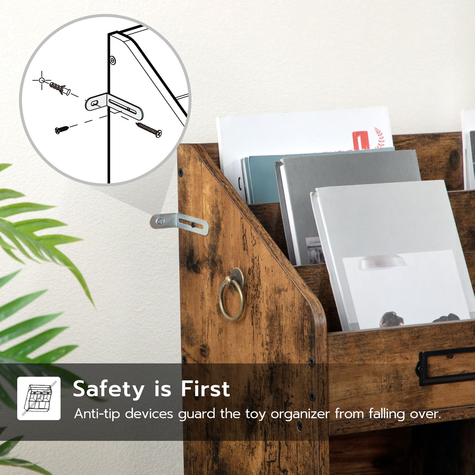 Kids Bookshelf with Toy Storage