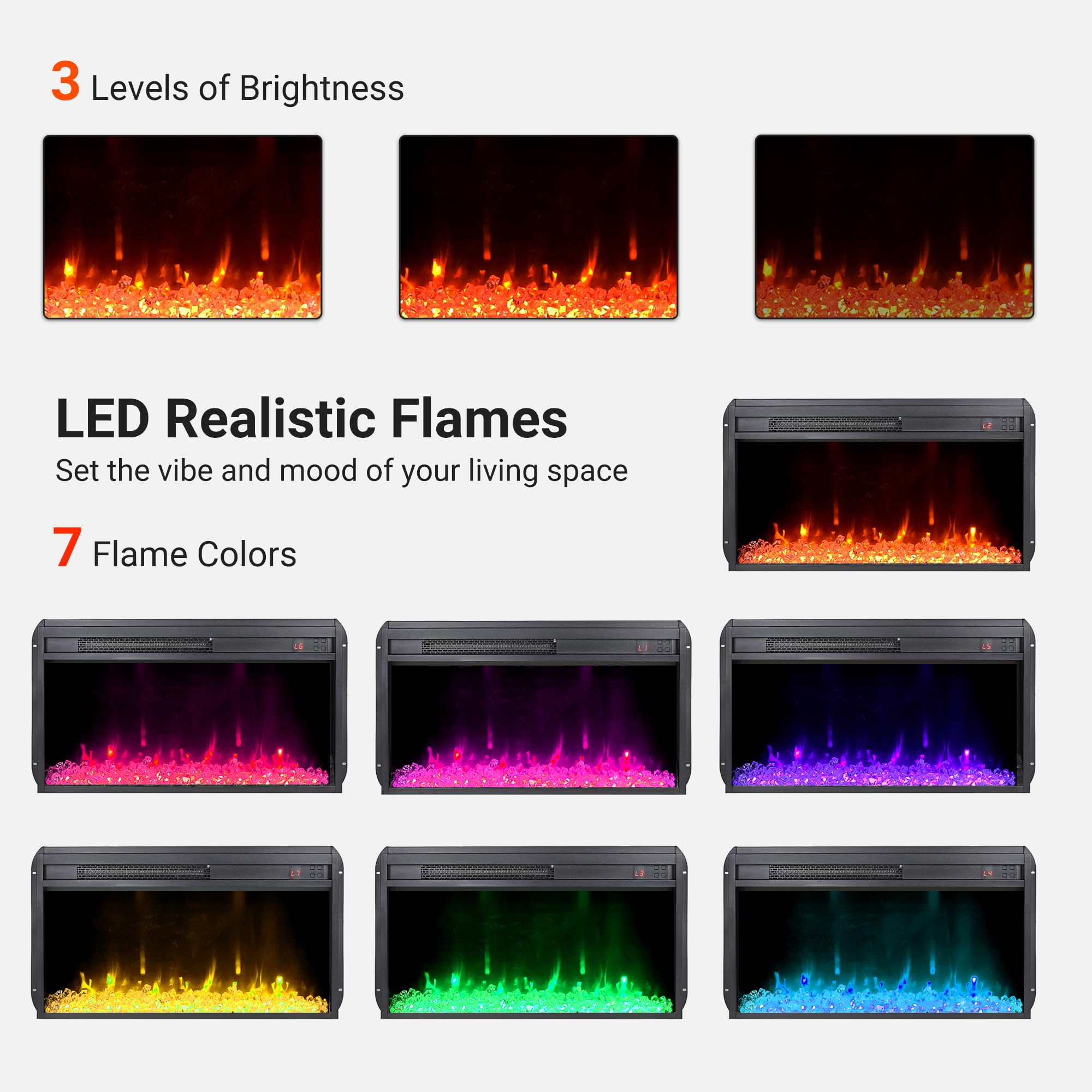 Mirrored Electric Fireplace TV Stand with Storage