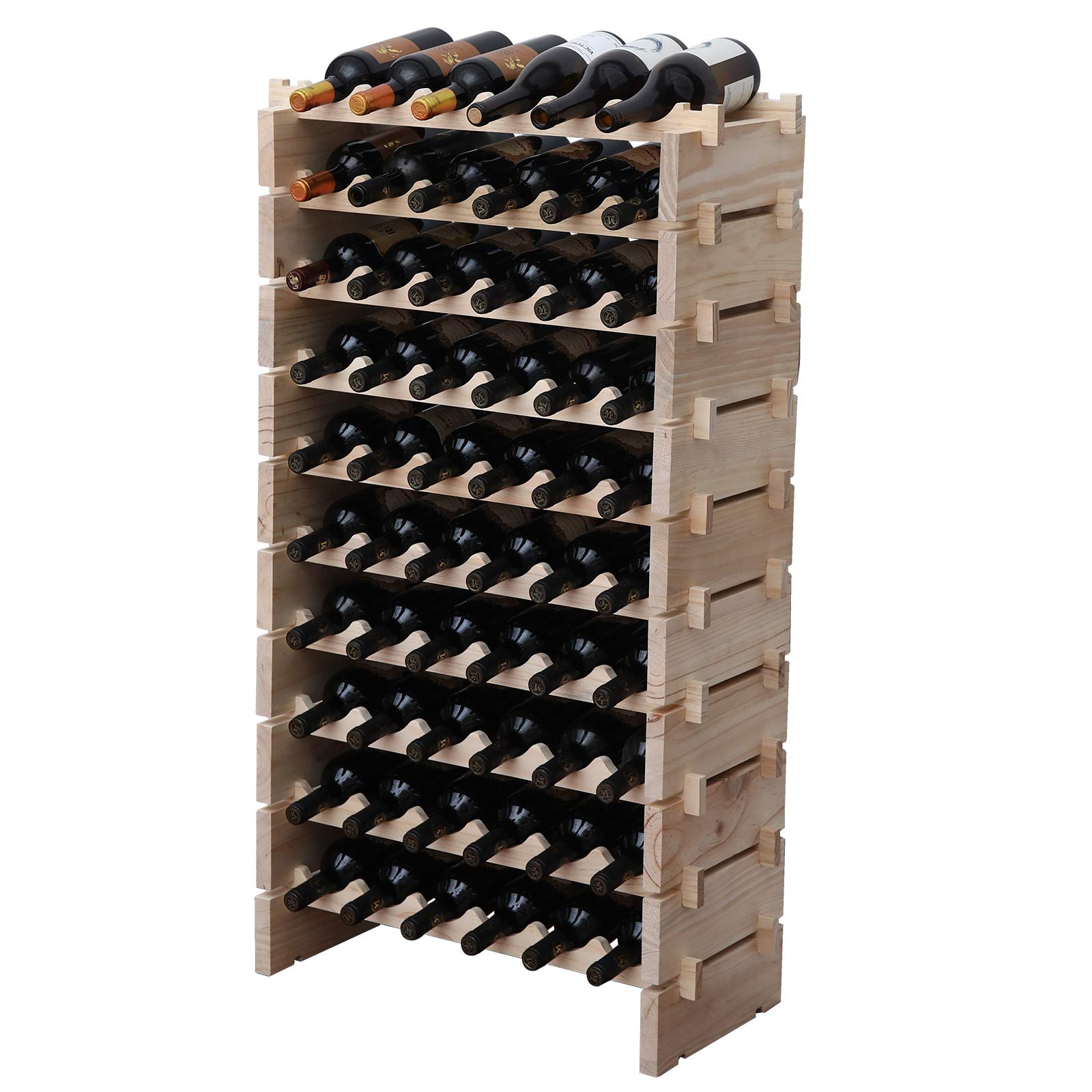 60-Bottle Pine Wine Rack