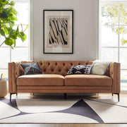 84" Faux Leather Sofa Camel