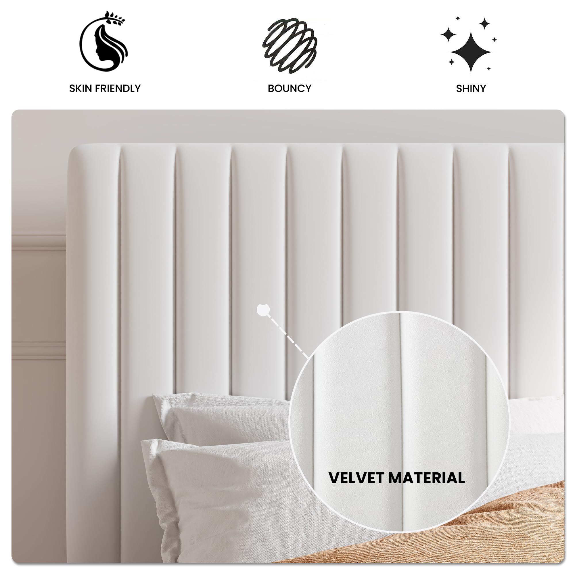 Queen Upholstered Platform Bed Frame with Adjustable Headboard