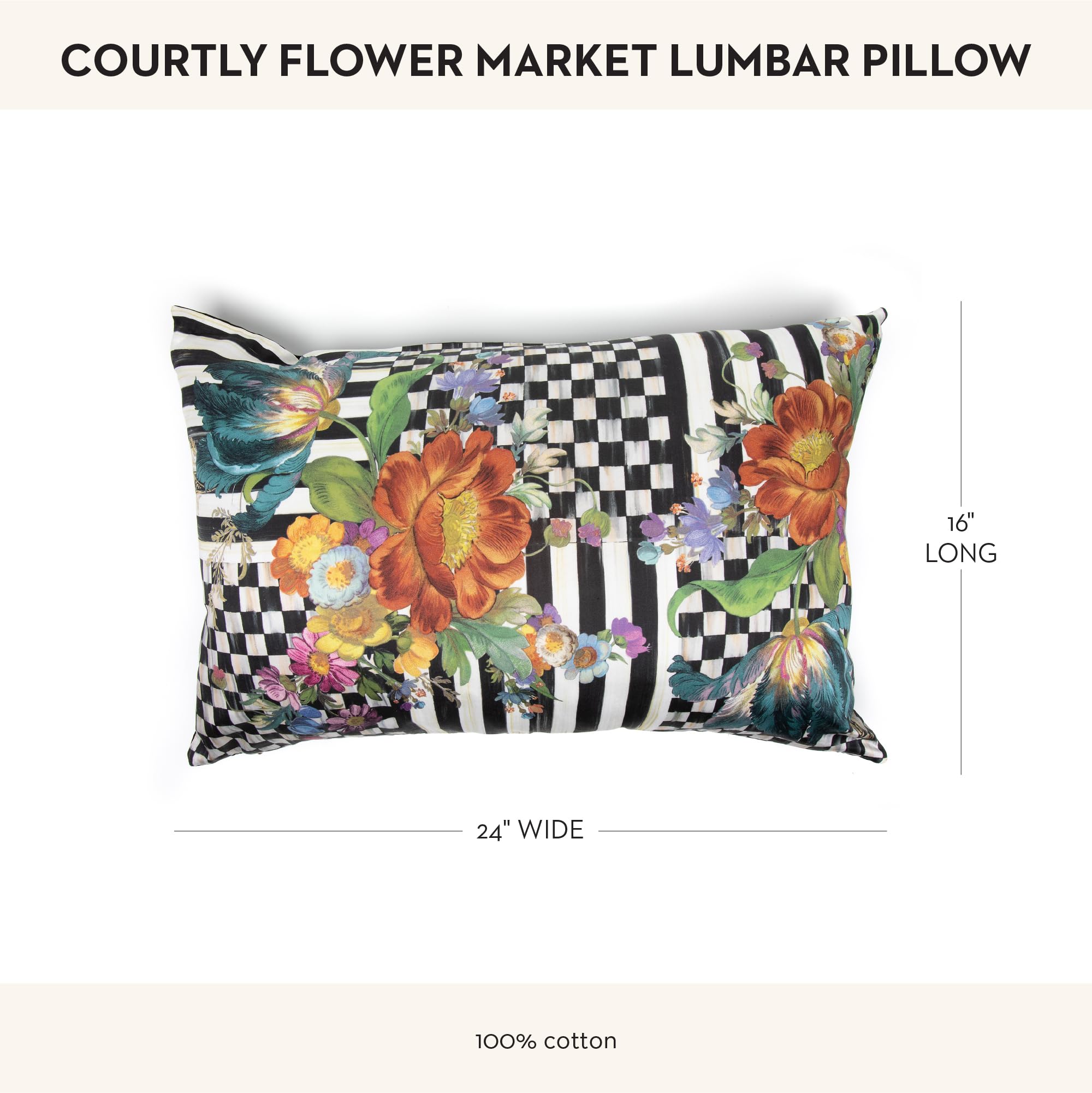 Flower Market Lumbar Throw Pillow 16x24
