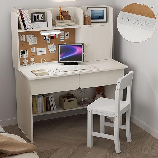 Kids Study Desk and Chair Set with LED Light