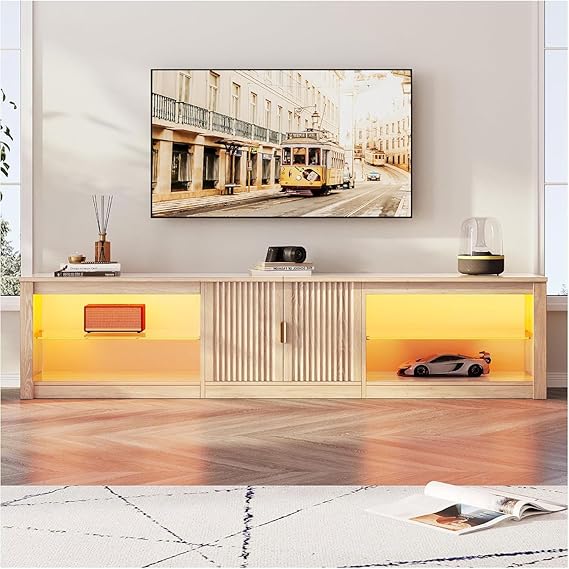 80 Inch LED Gaming TV Stand with Storage Cabinet