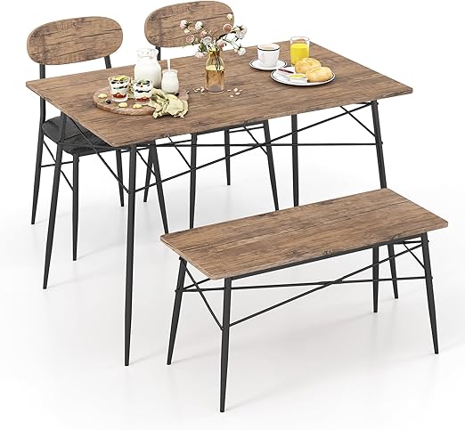 5-Piece Dining Table Set with Metal Legs