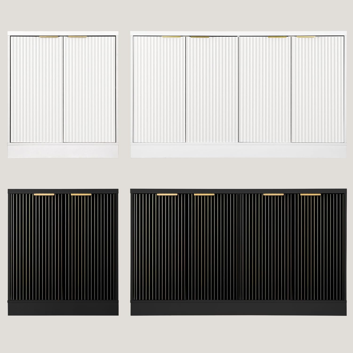 Fluted Buffet Sideboard Cabinet with Adjustable Shelves