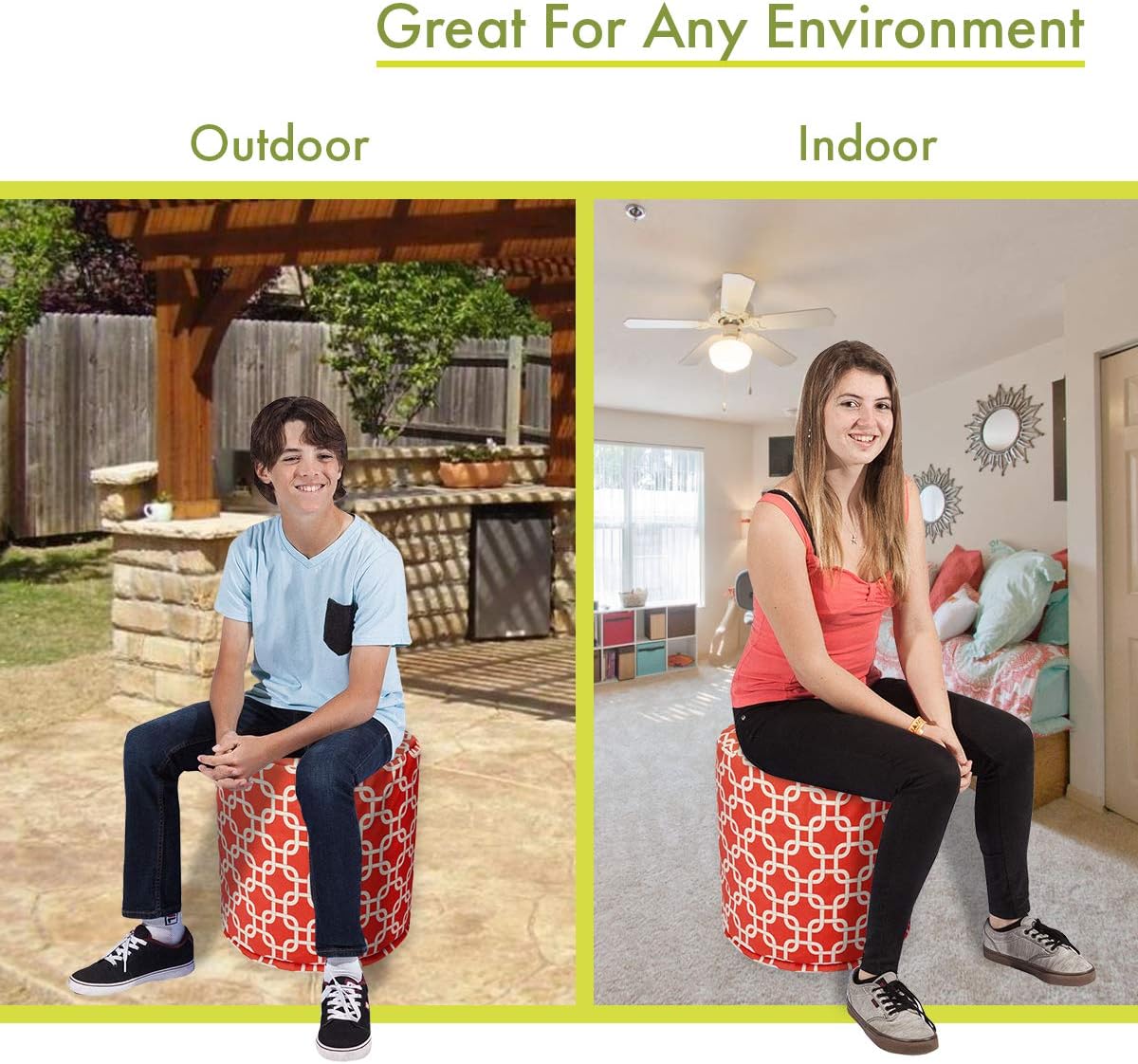 Links Indoor/Outdoor Bean Bag Ottoman Pouf