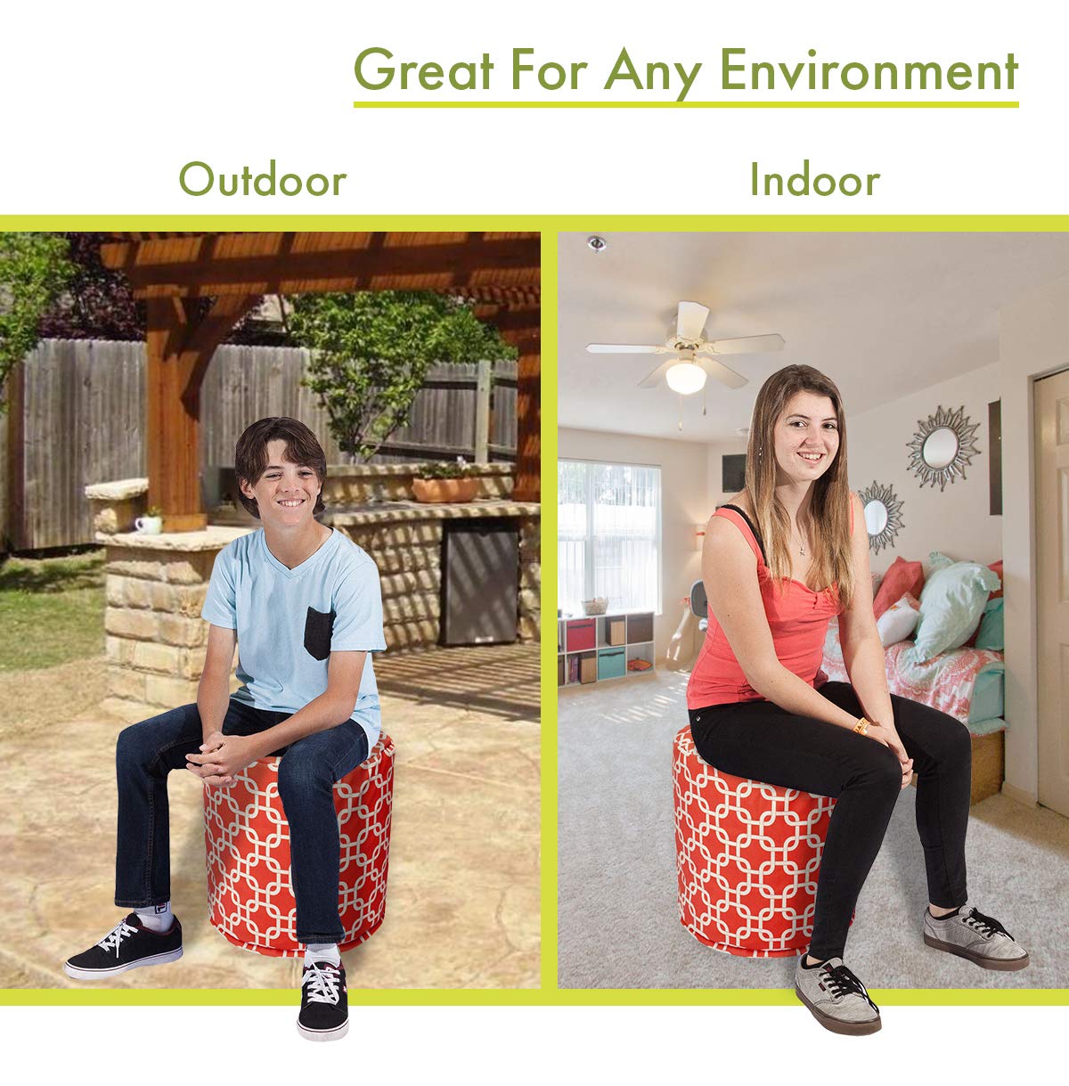 Links Indoor/Outdoor Bean Bag Ottoman Pouf