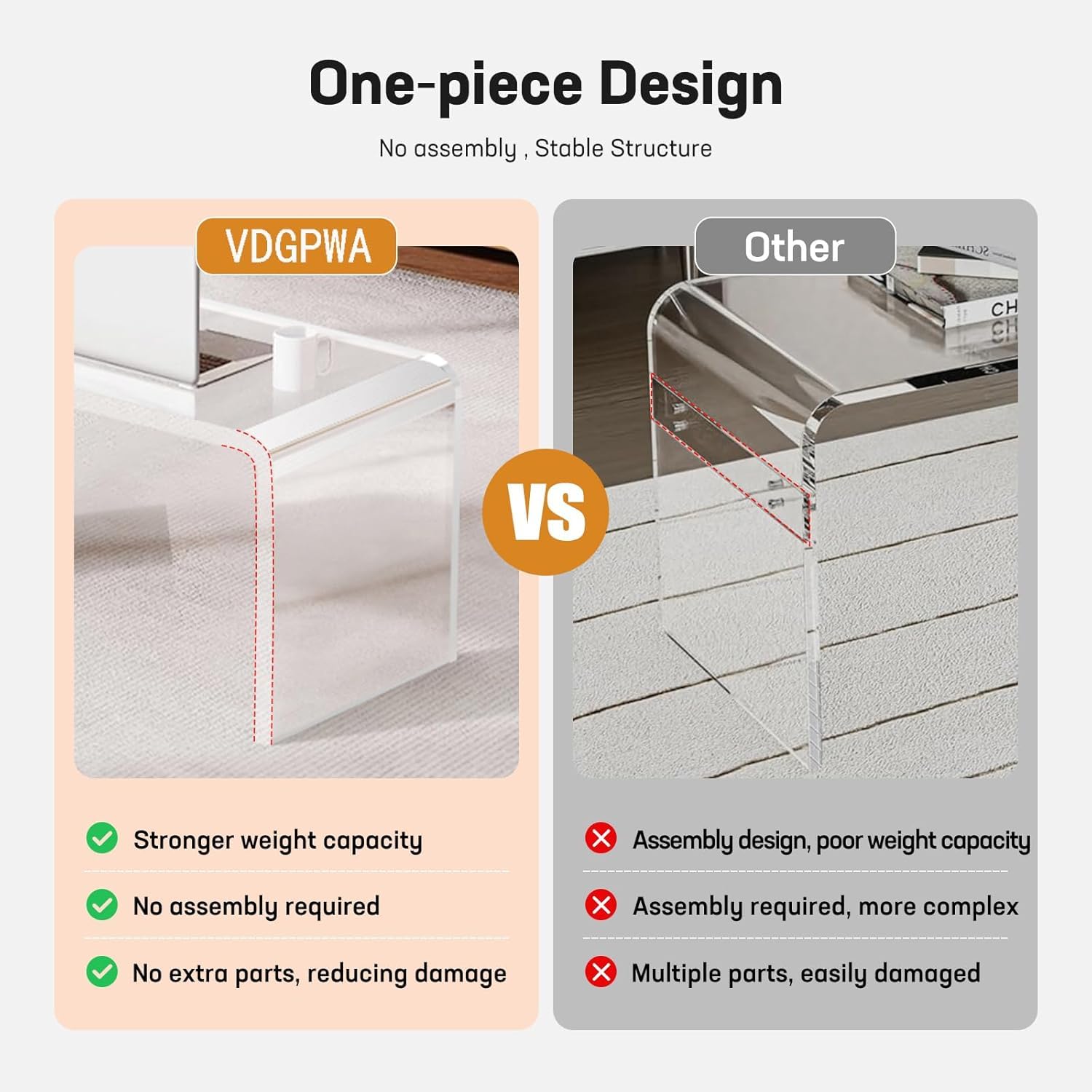 Premium Acrylic Coffee Table - 44L x 16W x 16H