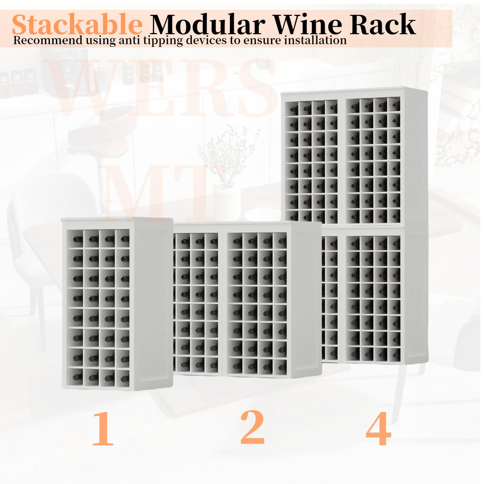 8-Tier Freestanding Wine Rack White 32 Bottle