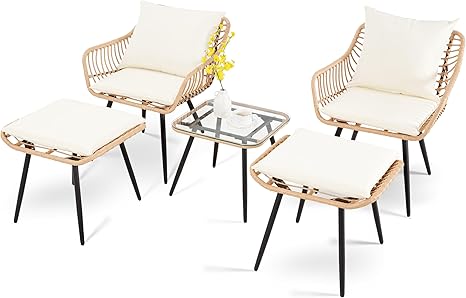 5 Piece Patio Bistro Set with Ottoman