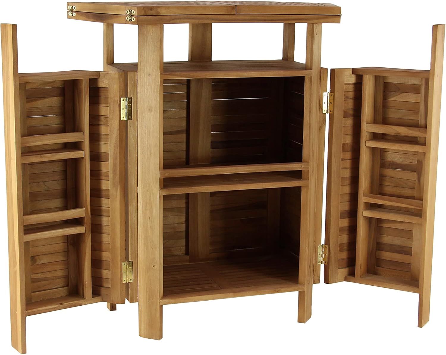 Teak Wood Folding Bar with Expandable Sides