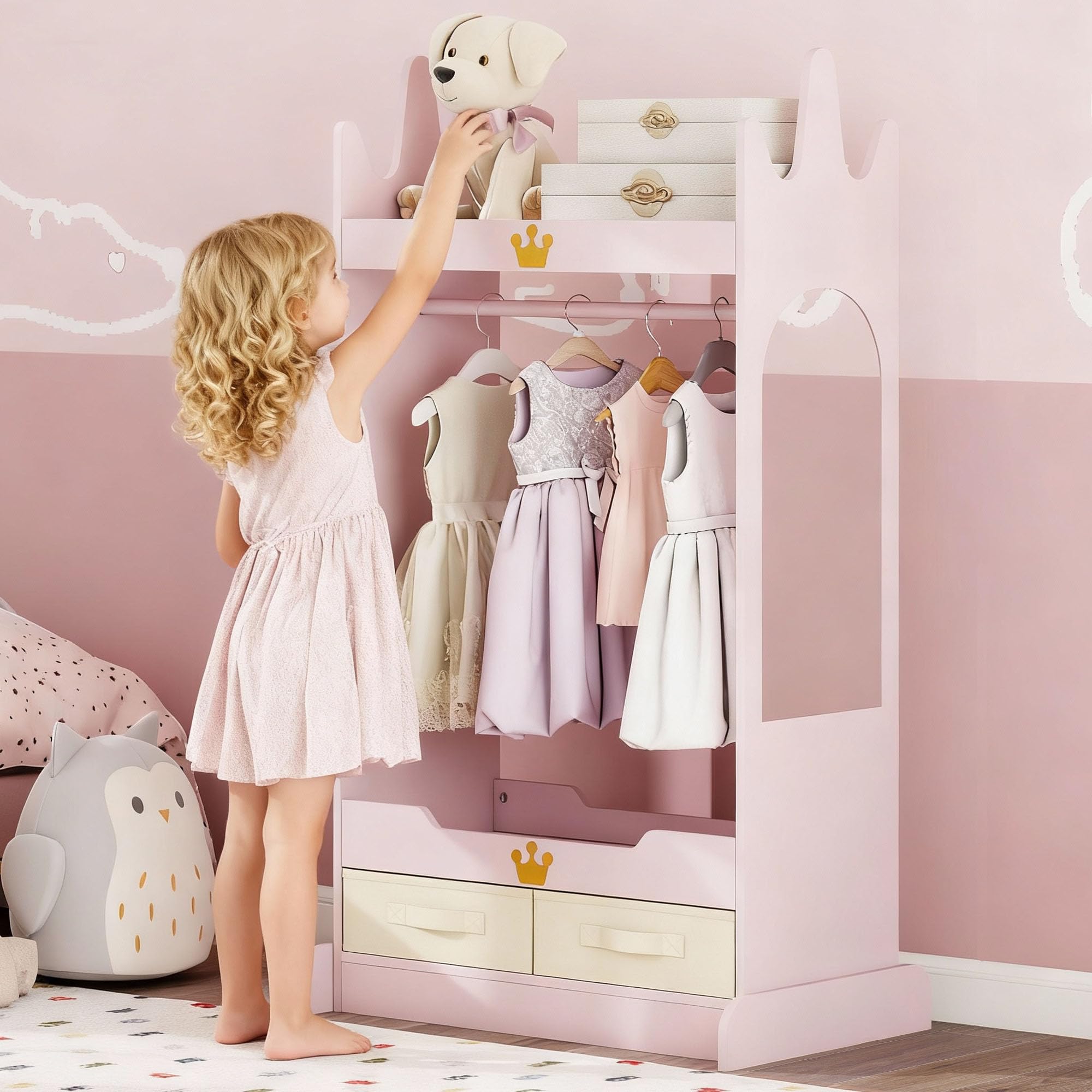 Kids Dress Up Storage with Mirror