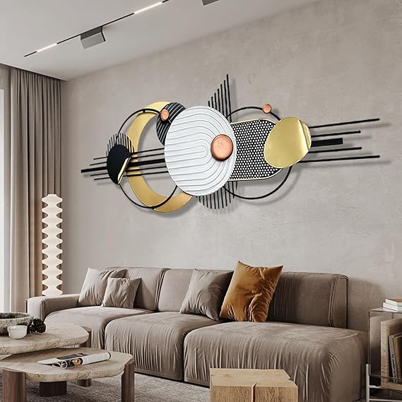 Metal Geometric Wall Art 59x20 Inch 3D Textured Sculpture