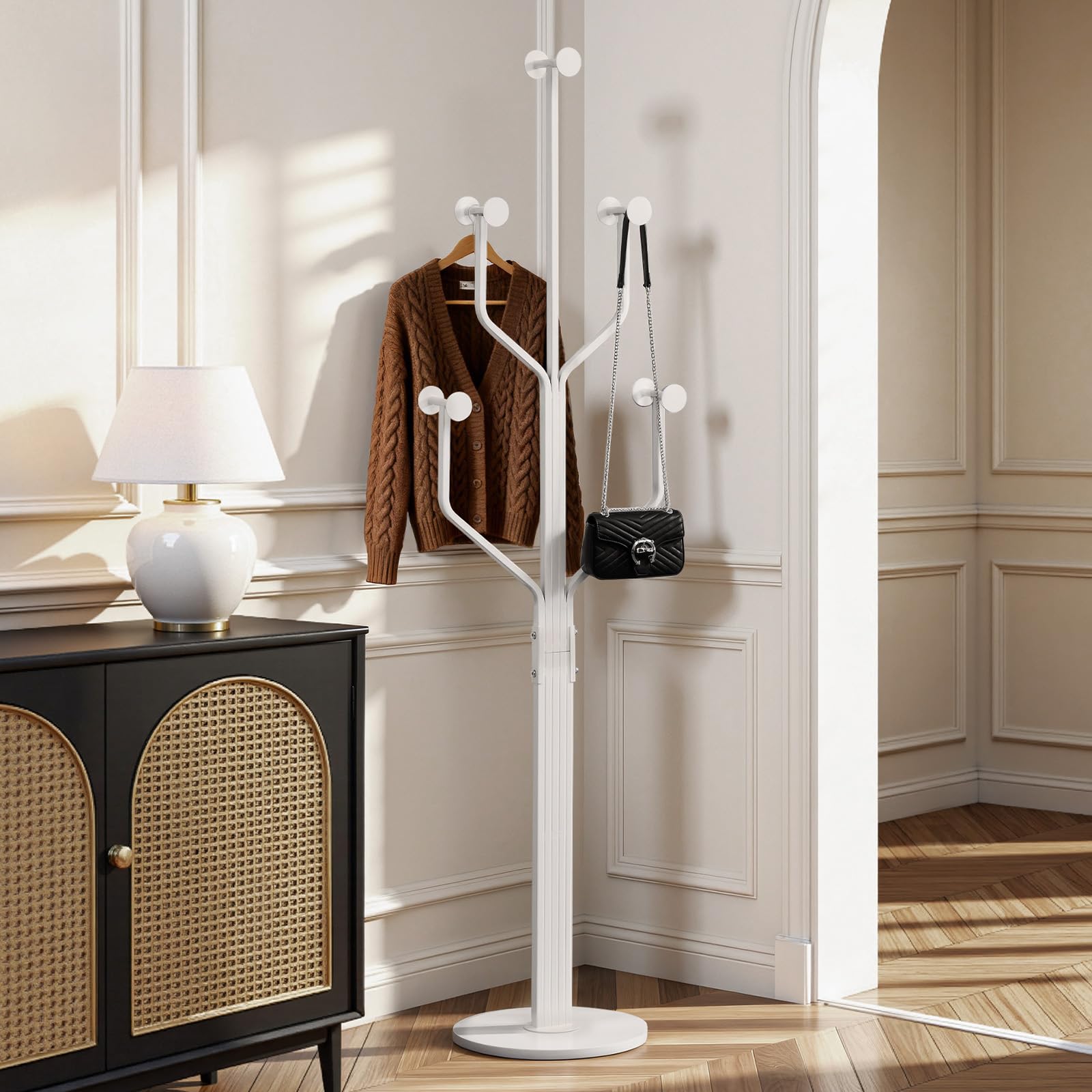 Freestanding Metal Coat Rack with 10 Hooks