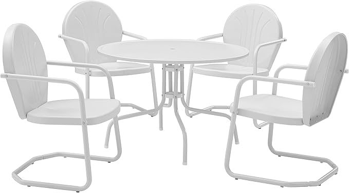 5-Piece Metal Outdoor Dining Set with Round Table and Chairs