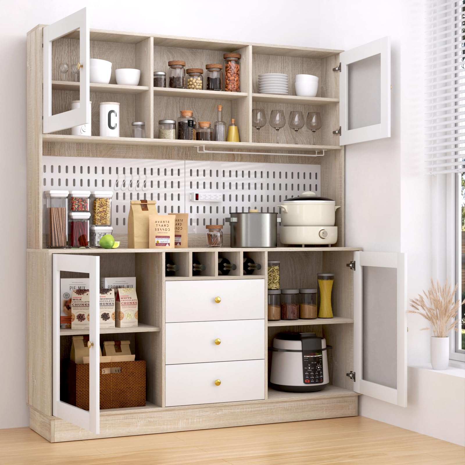 Tall Kitchen Hutch Cabinet with Storage