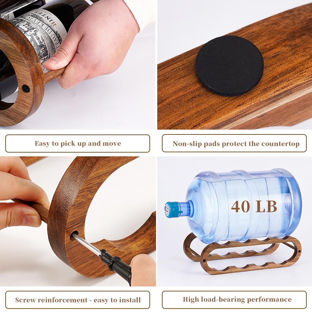 Wine Rack and Water Bottle Organizer 2-in-1 Acacia Wood 2-Tier