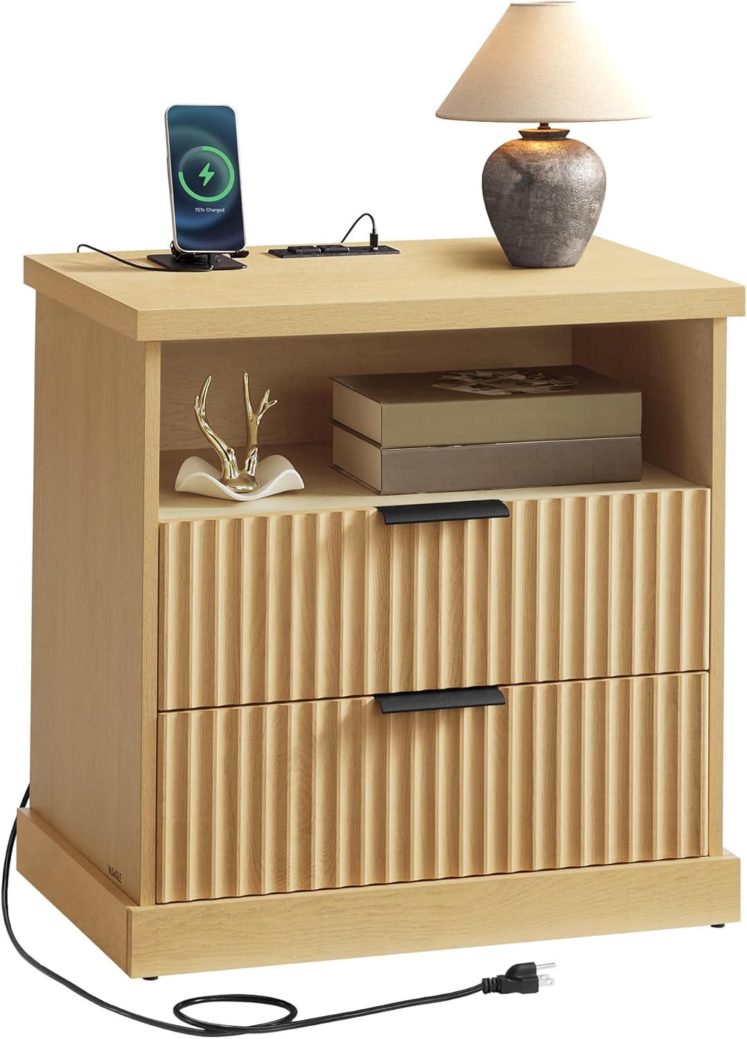 Nightstands with Charging Station Set of 2
