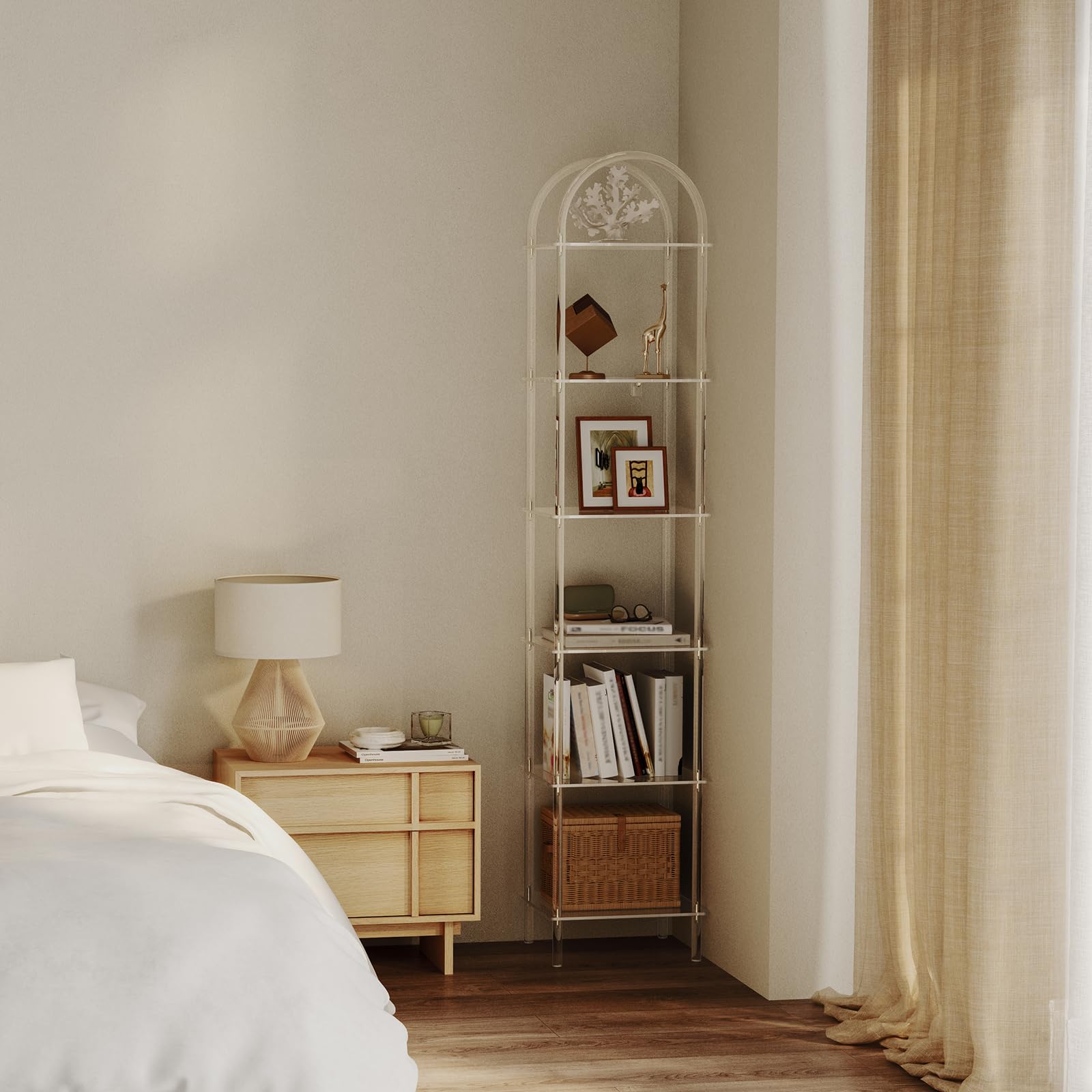 6-Tier Acrylic Arched Bookcase Clear