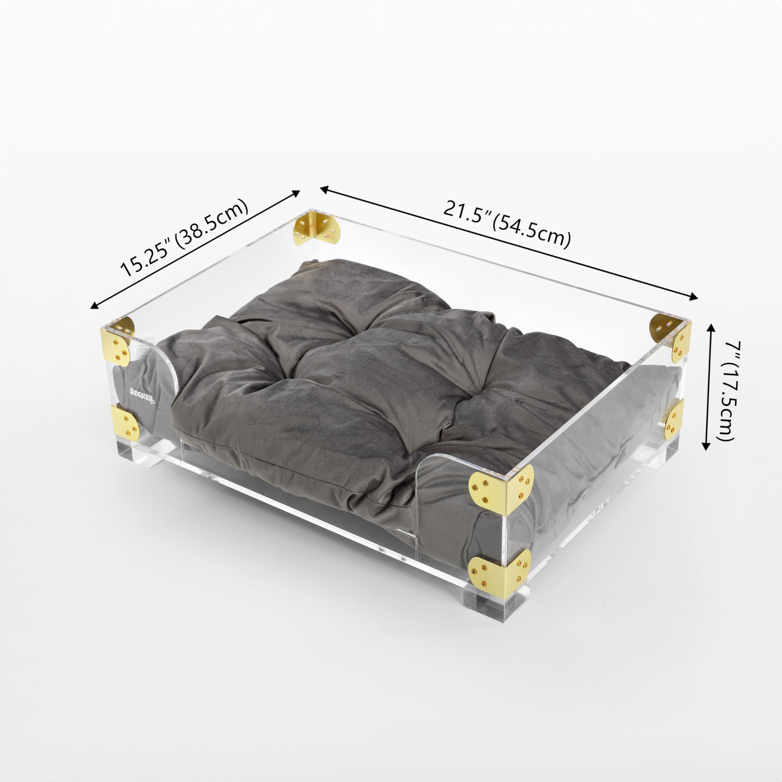 Haines Modern Lucite Velvet Pet Bed with Washable Cushion