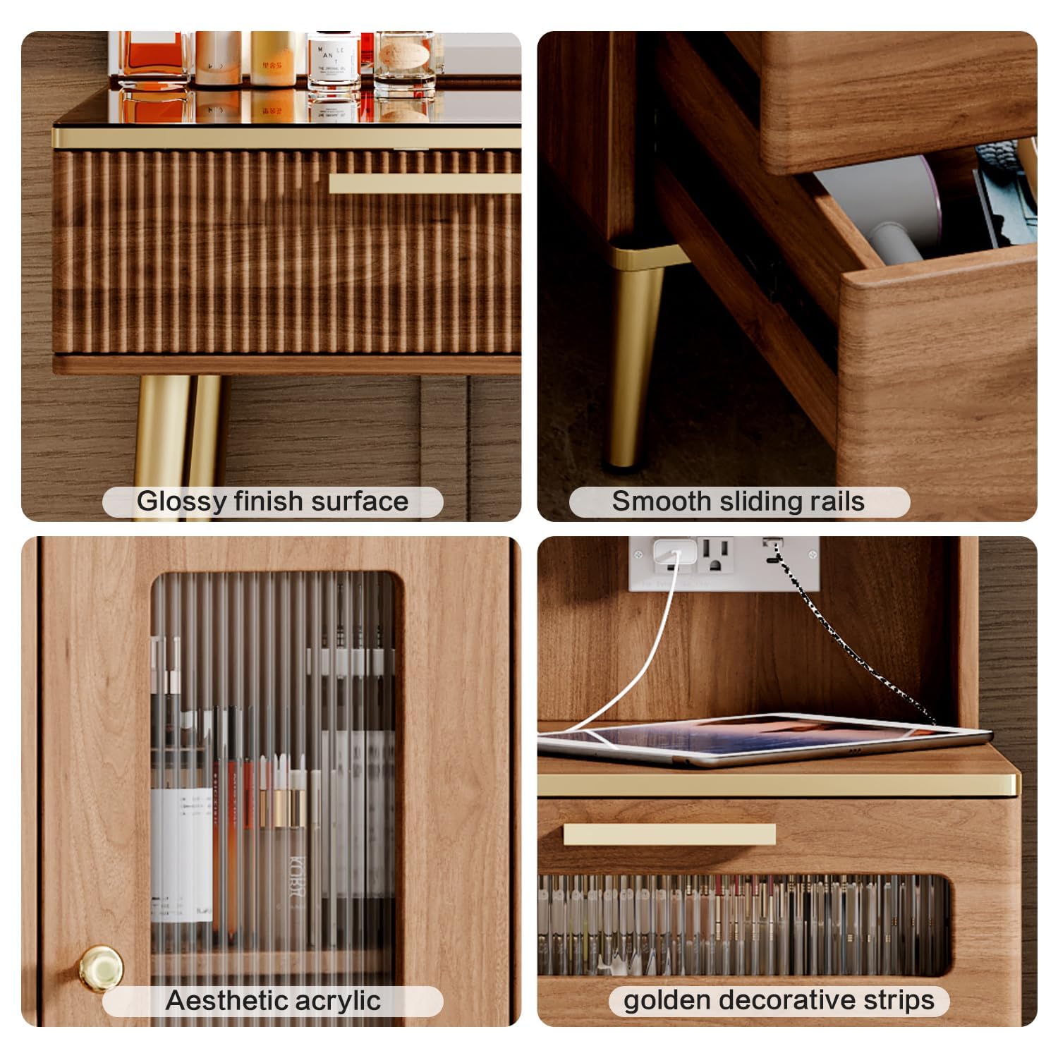 Vanity Desk with HD Lighted Mirror and 5 Drawers