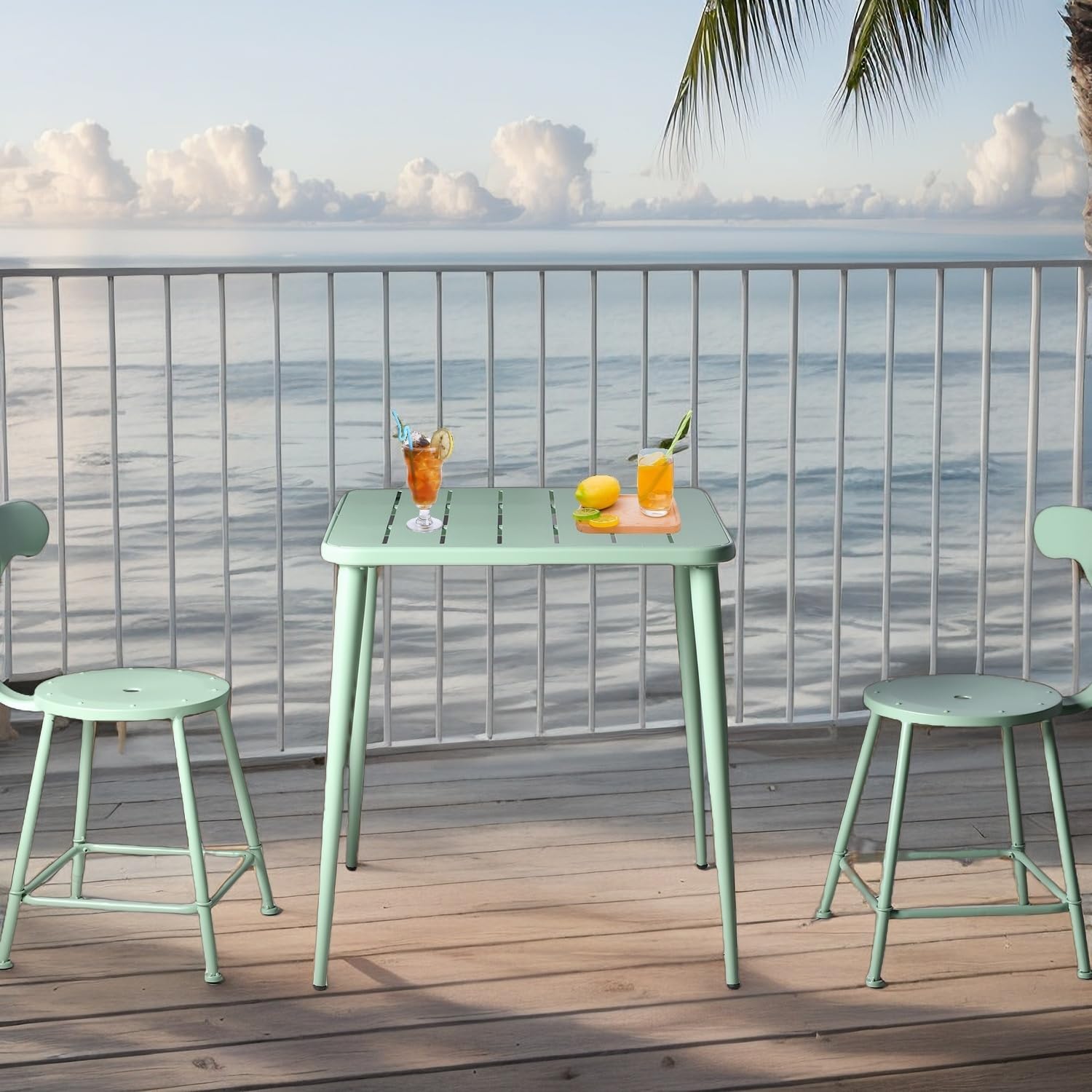 Square Metal Patio Dining Table 27.5 Inch