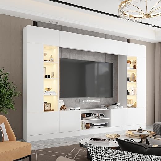 Large Wall Unit Entertainment Center with LED Lights