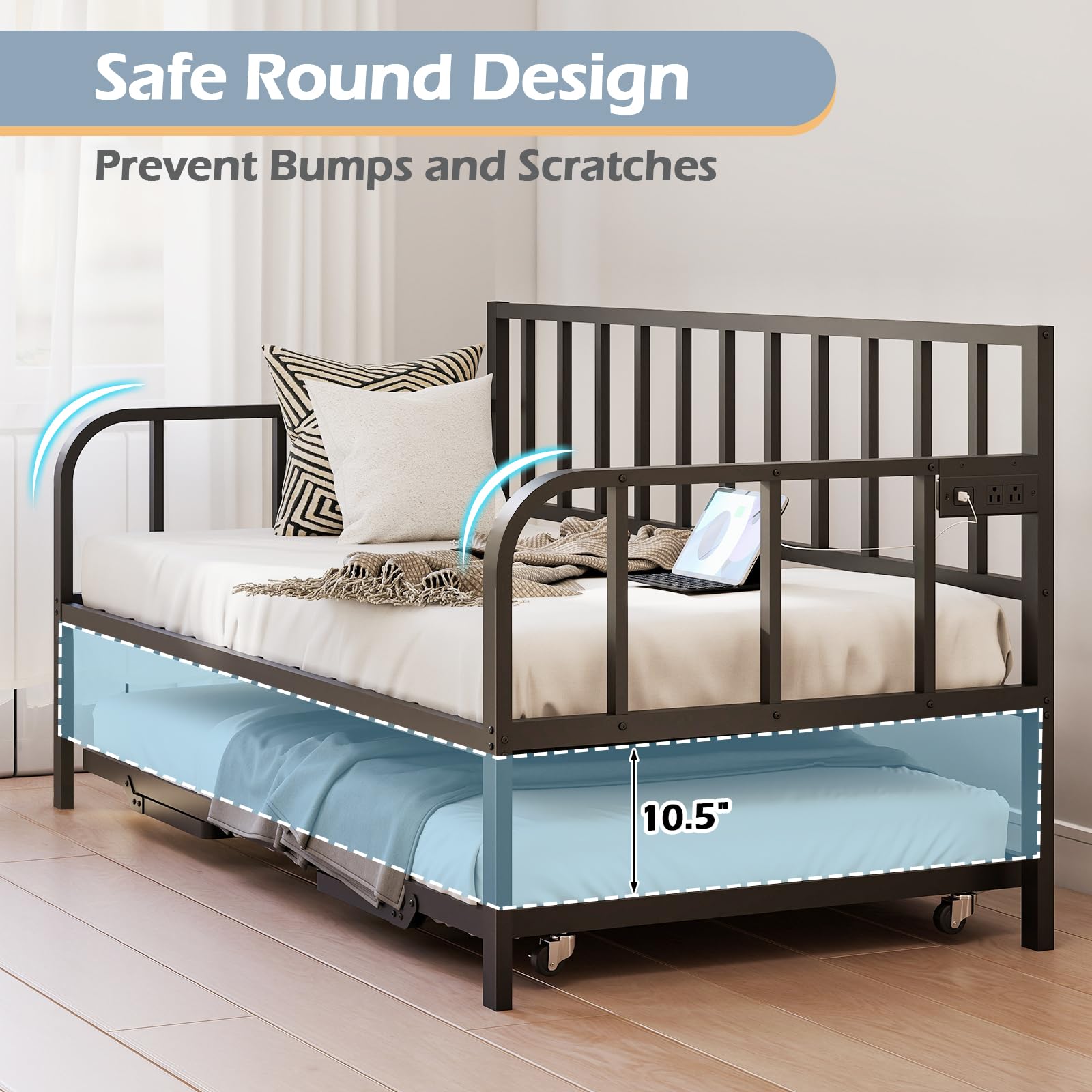 Daybed with Trundle and LED Lights