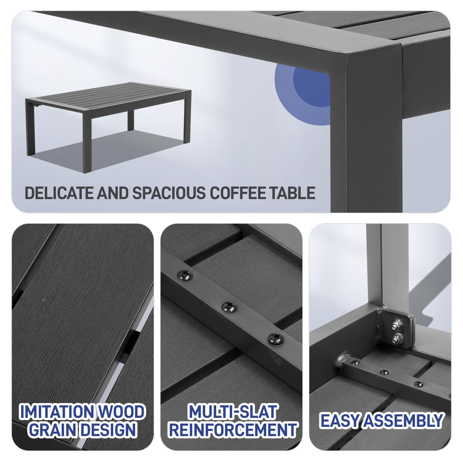 Aluminum Outdoor Loveseat with Coffee Table