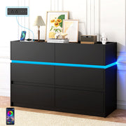 6 Drawer Dresser with Charging Station and LED Lights