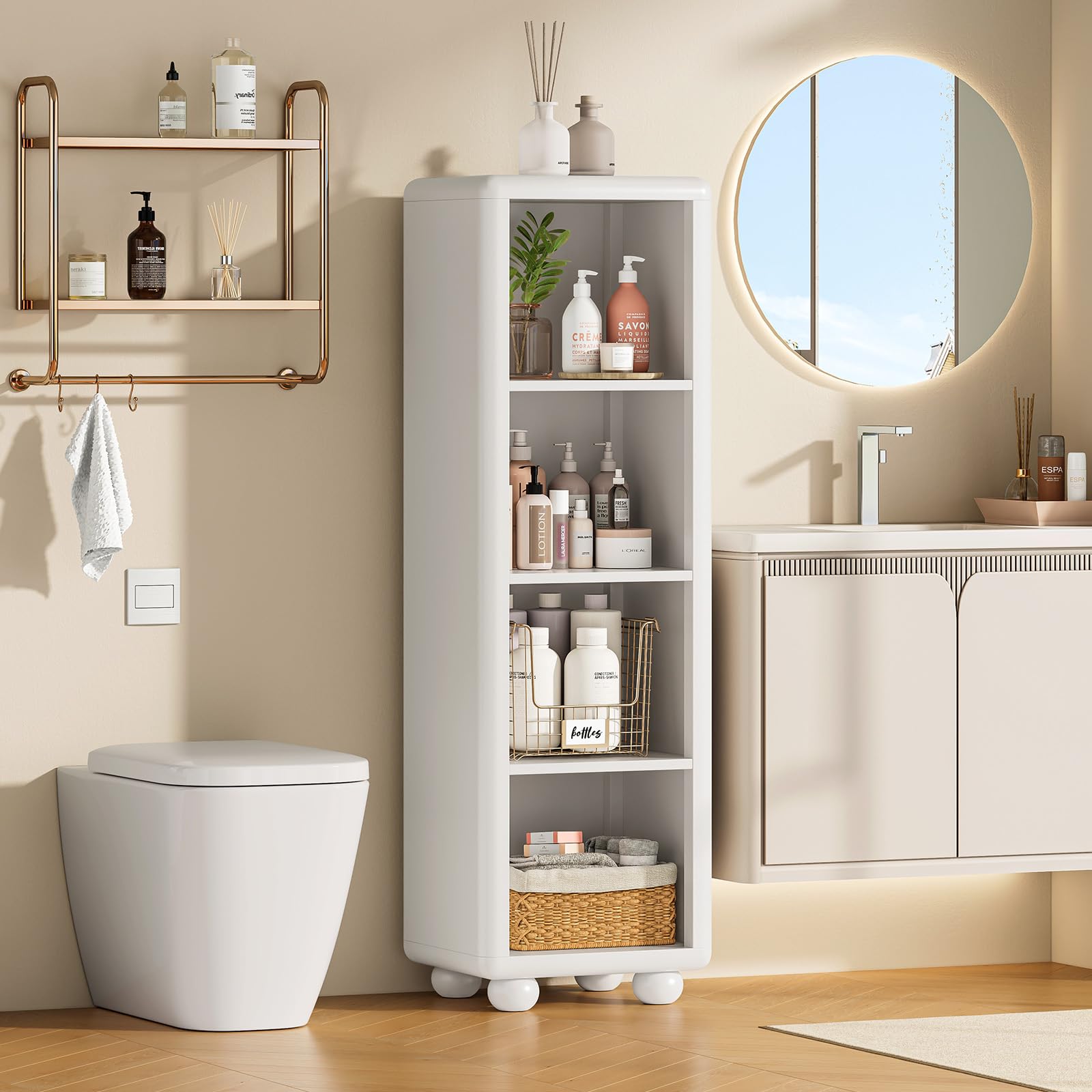 4-Tier Tall Bookshelf with Sphere Foot