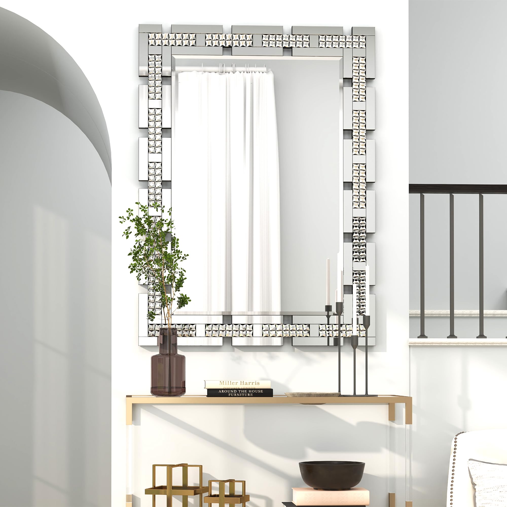 36x24 Crystal Decorative Wall Mirror - Beveled Rectangle