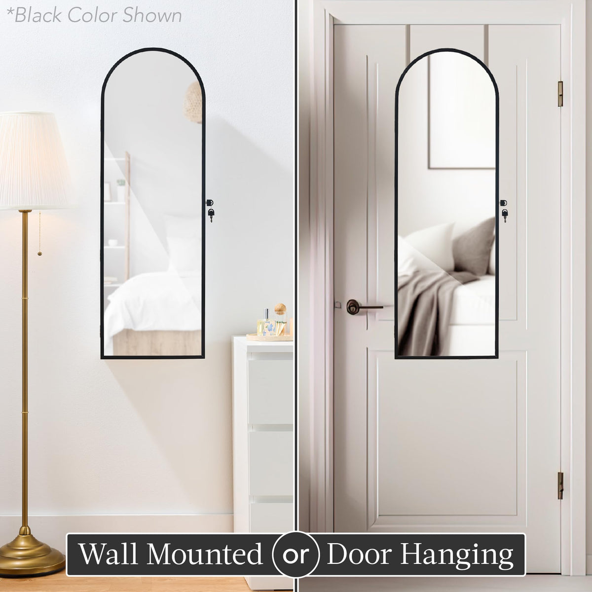 Arch Mirror Jewelry Cabinet with Full-Length Mirror