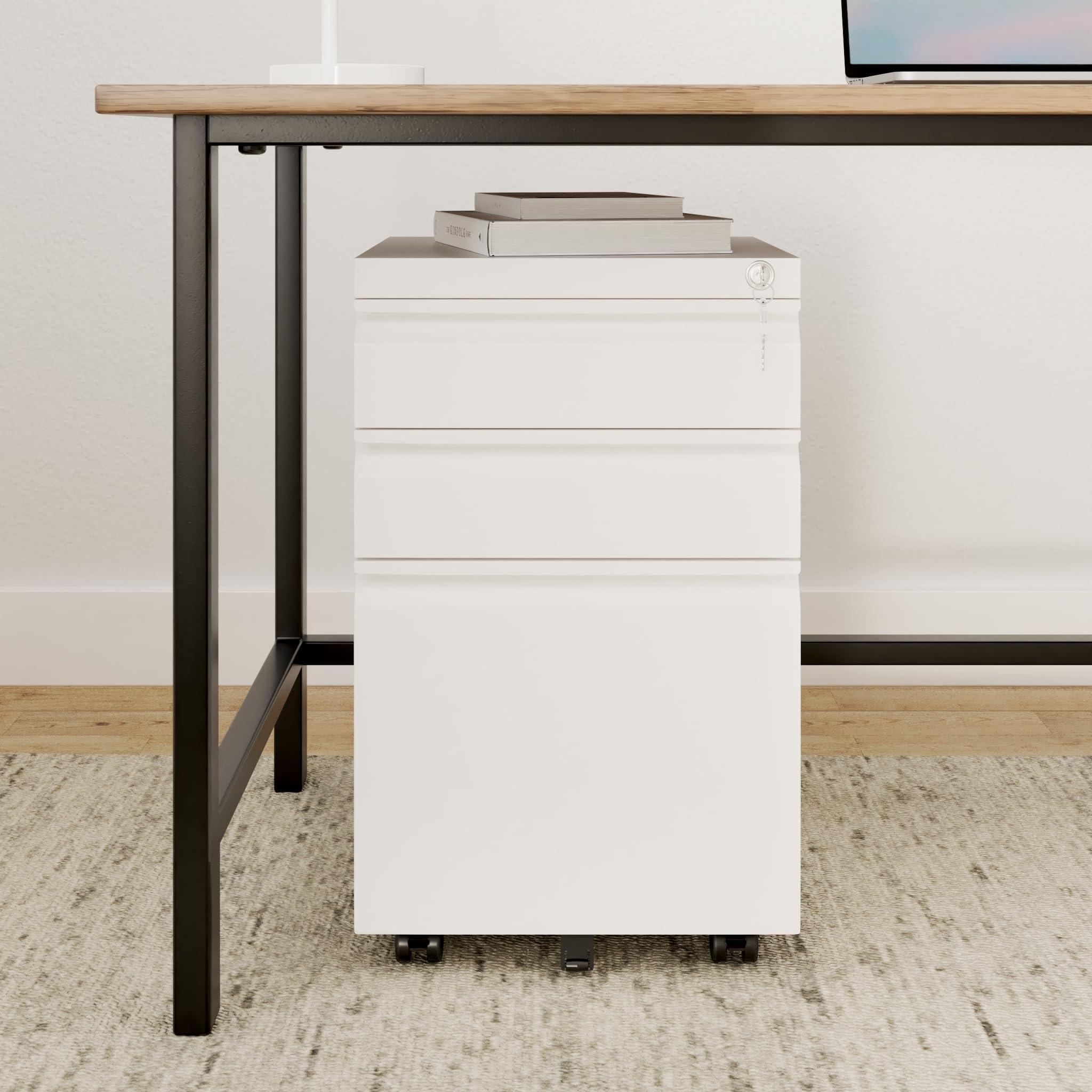 3 Drawer Mobile File Cabinet with Lock