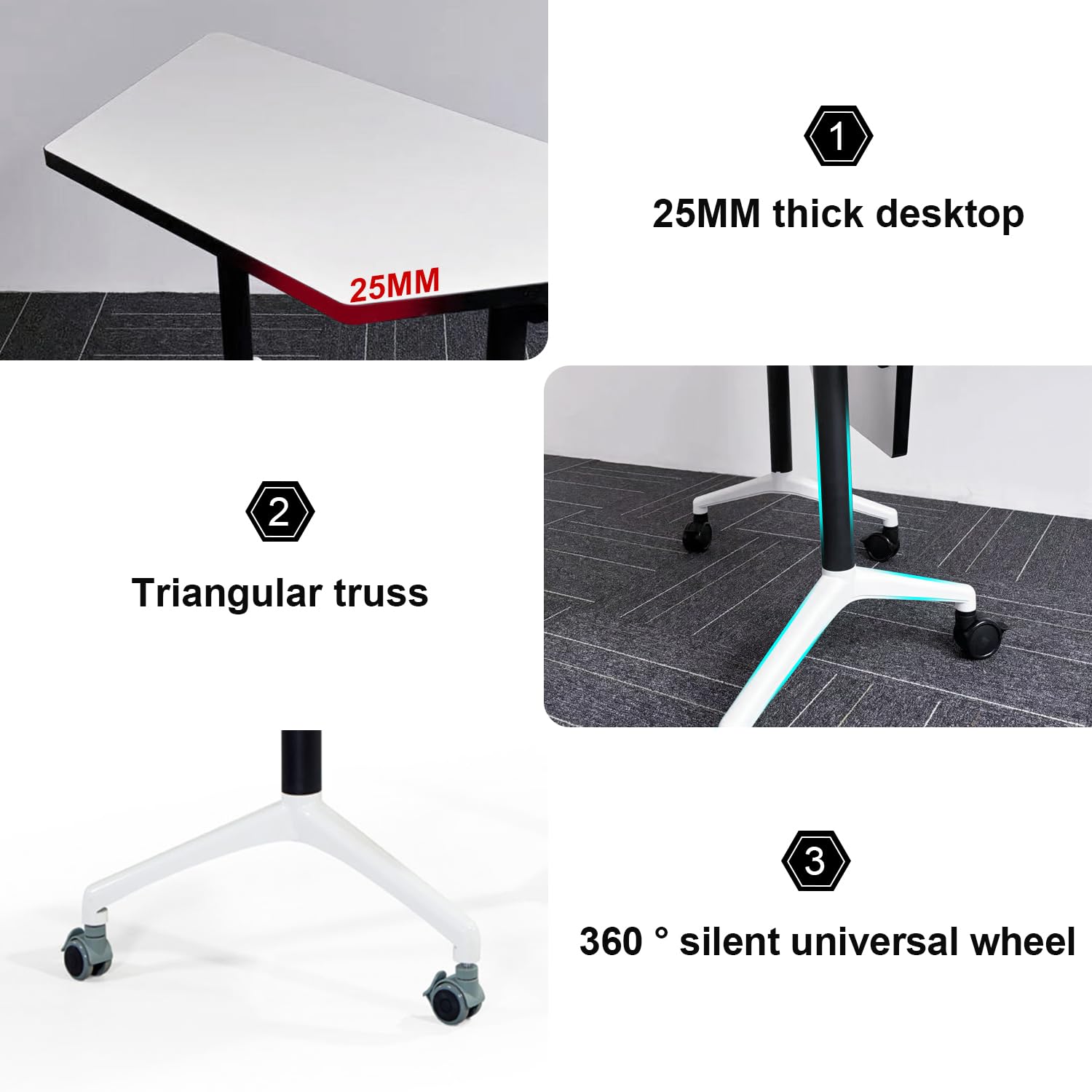 Foldable Conference Room Table with Wheels