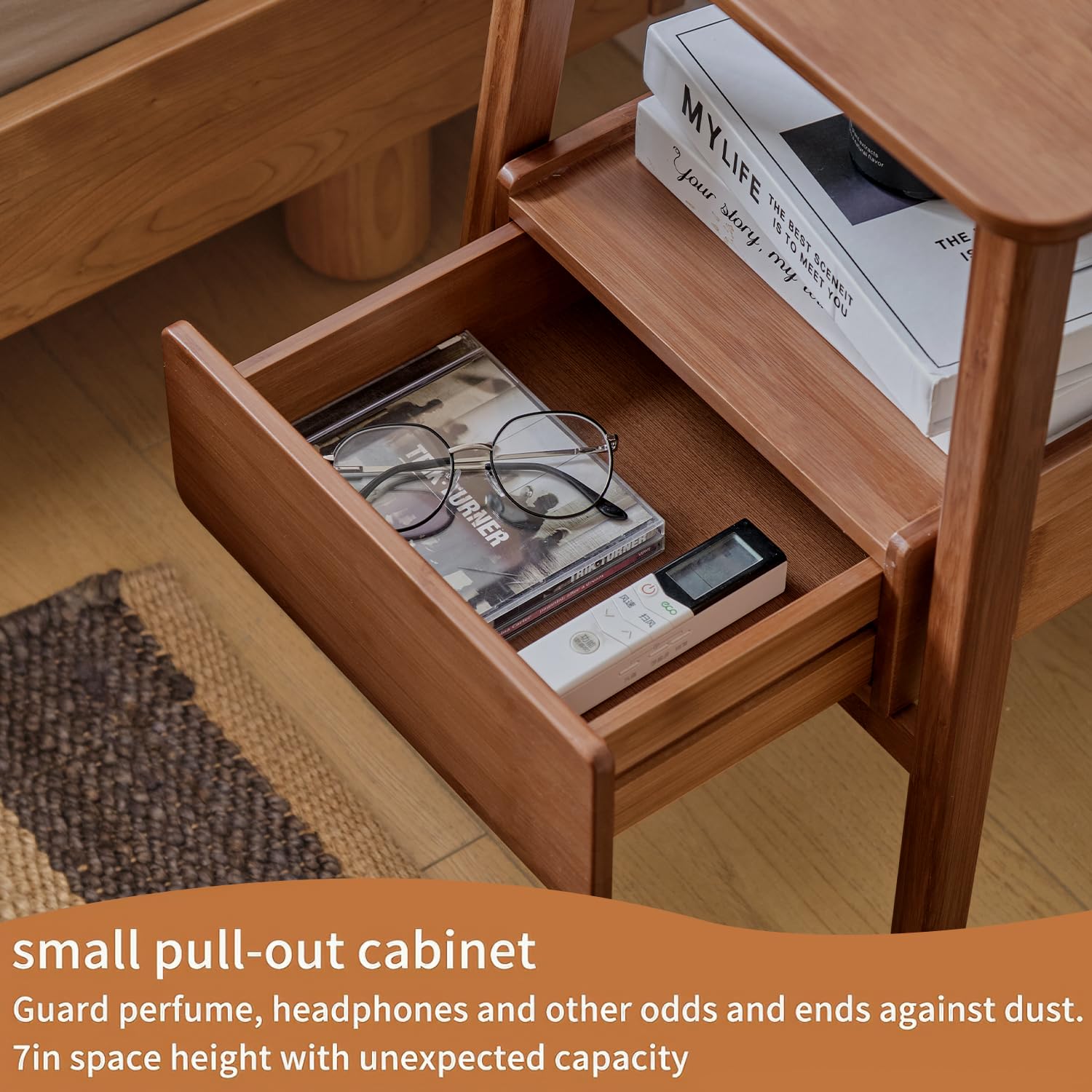 Bamboo Nightstand with USB Charging Port