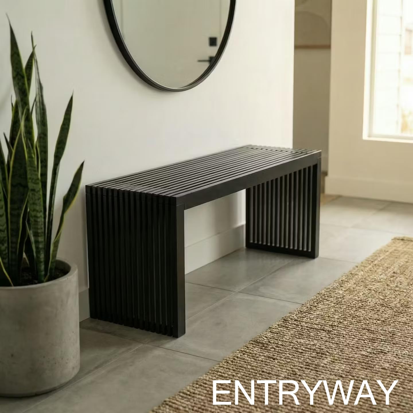 36 Inch Bamboo Bench Waterfall Black