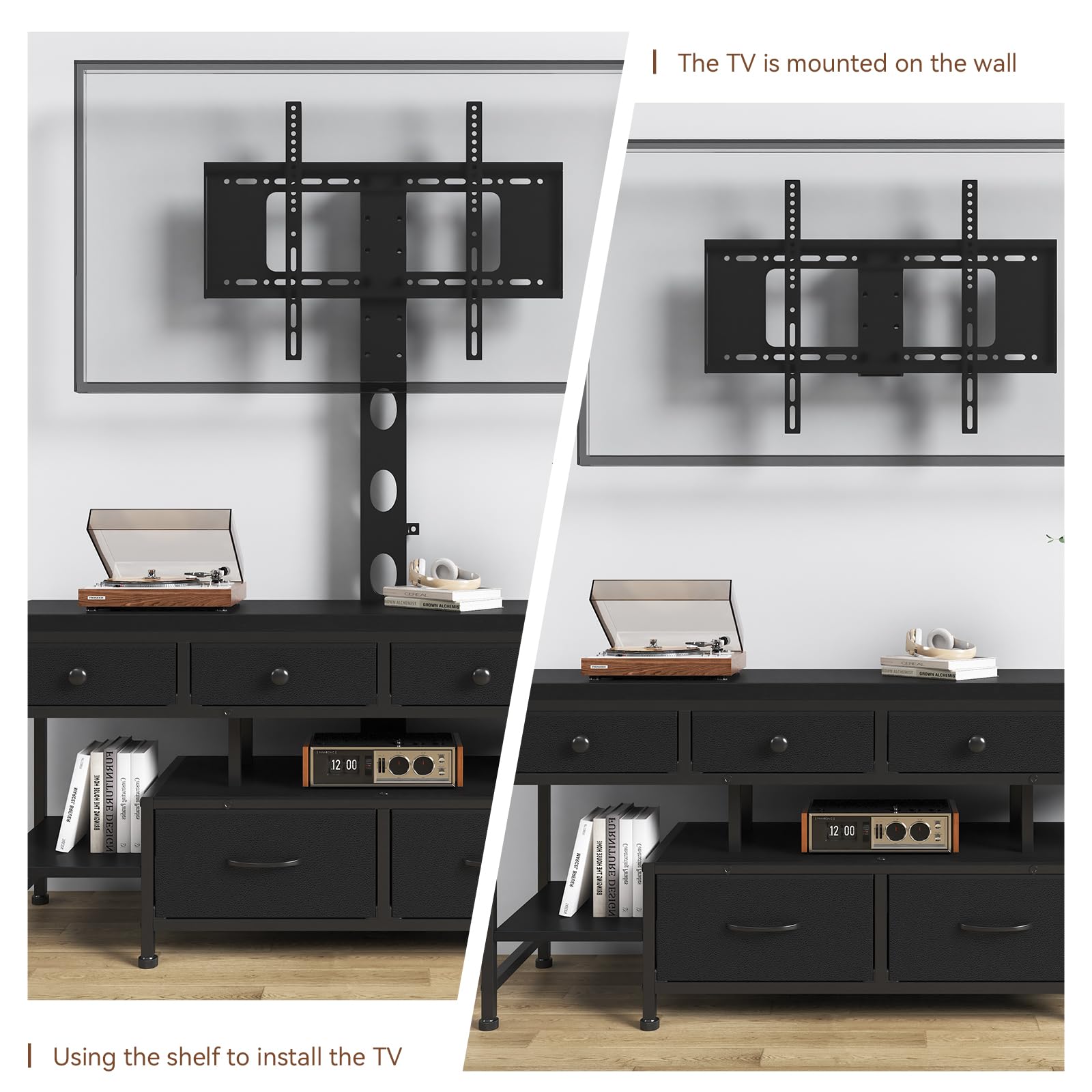 TV Stand with Mount & 6 Drawers for 32-75 Inch TVs