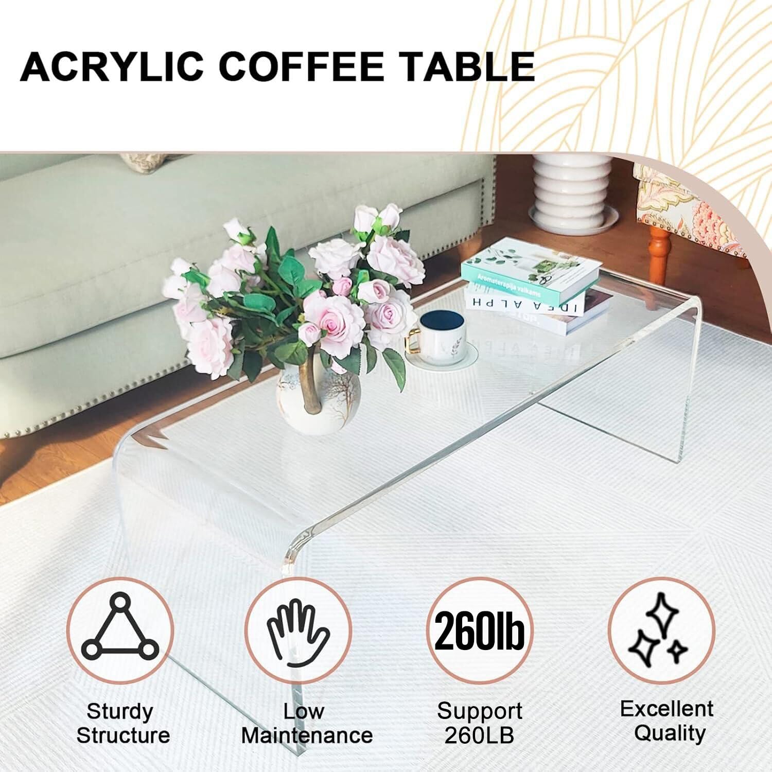 Premium Acrylic Coffee Table - 44L x 16W x 16H