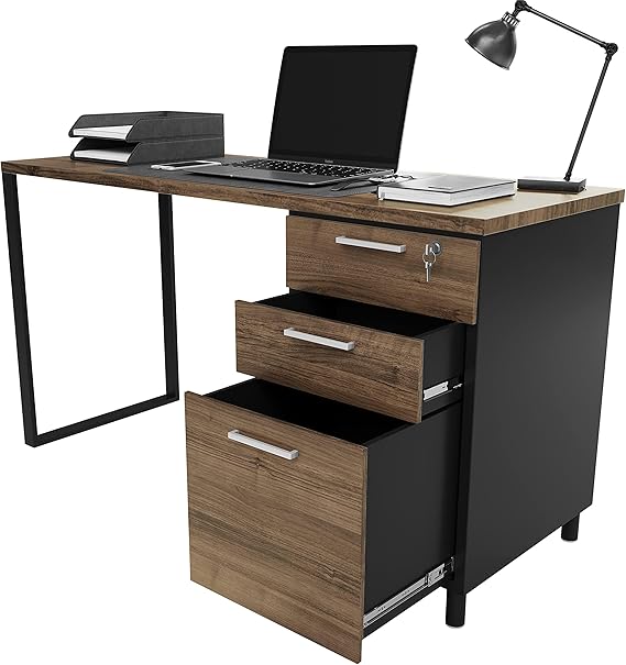 Milano Office Computer Desk with 3 Locking Drawers