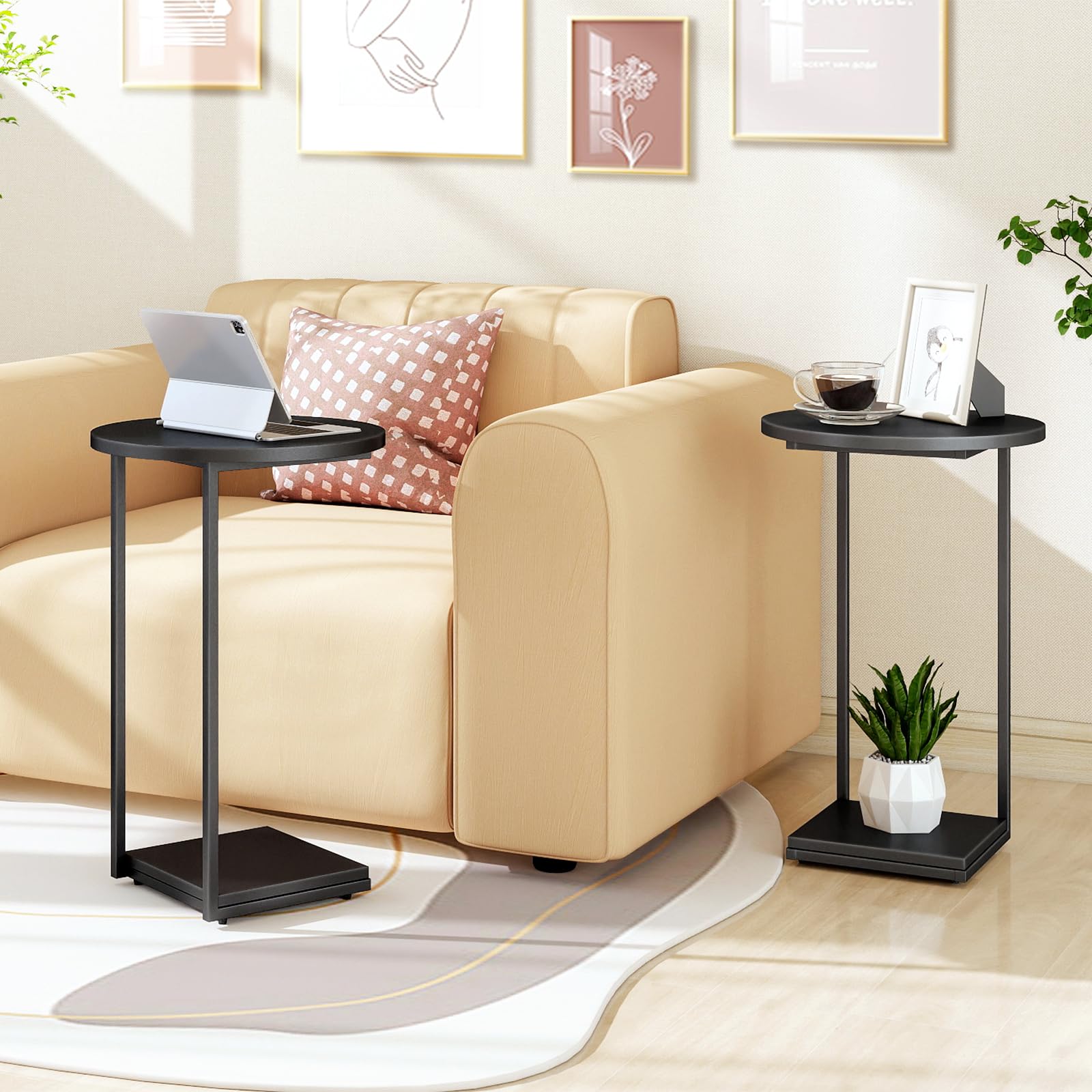C Shaped End Table Set of 2