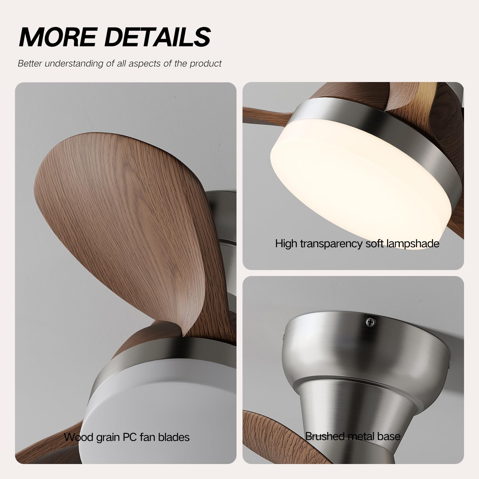 20 Inch Ceiling Fan with Light and Remote Control