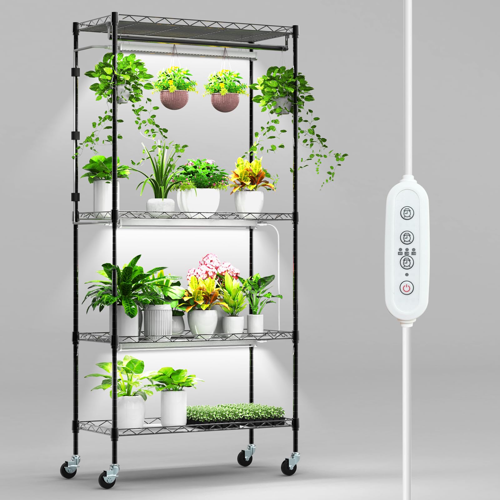 4-Tier Plant Shelf with Grow Light