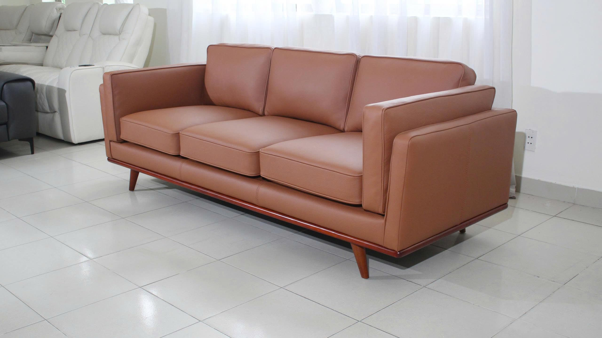 Italian Leather Sofa 89 Inch