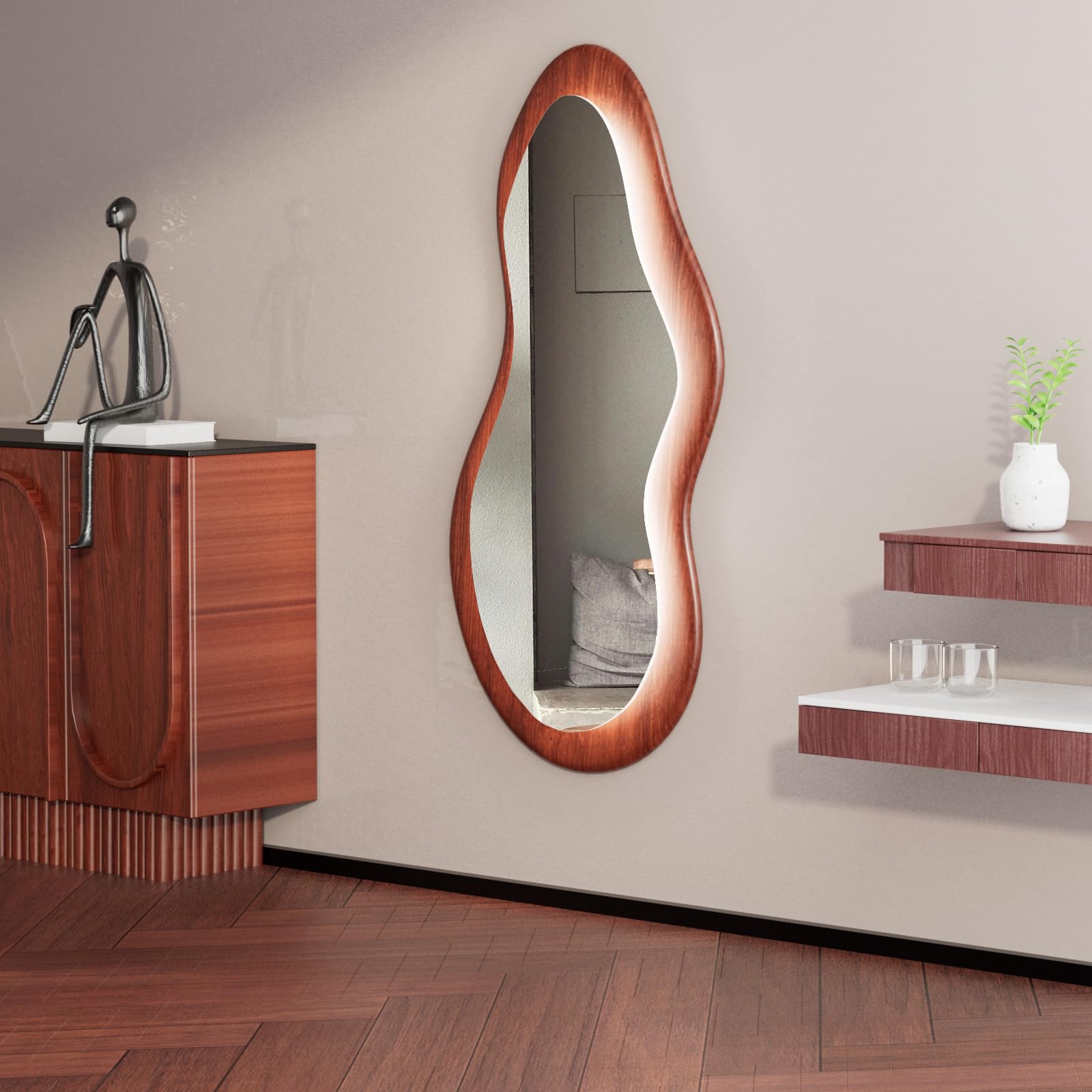 48" LED Wooden Full Length Mirror