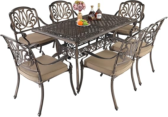 5-Piece Cast Aluminum Patio Dining Set with Cushions