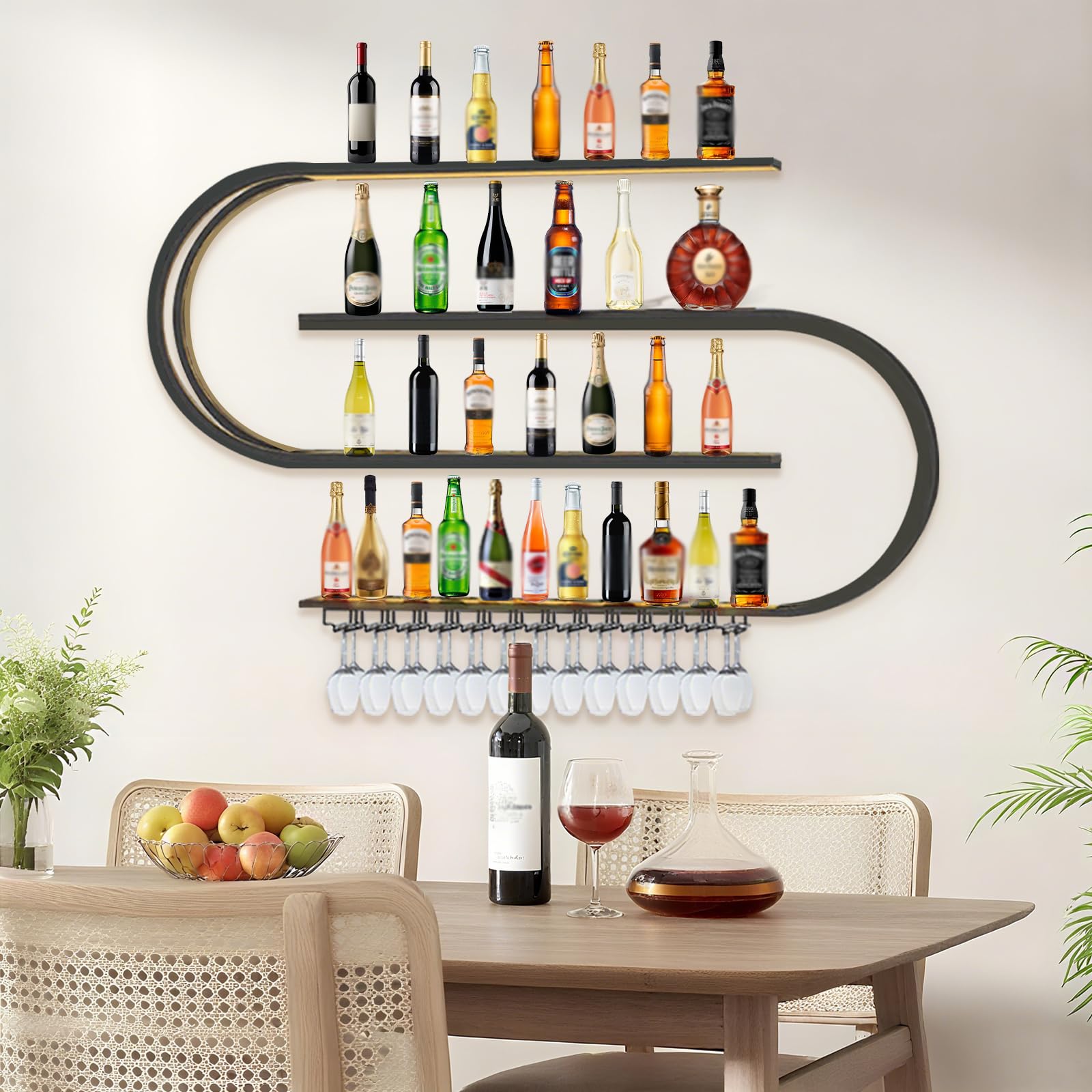 Wall Mounted Wine Rack with LED Light