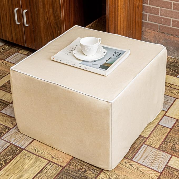 Outdoor Square Ottoman 20x20x14 Inches Waterproof Foam Footstool