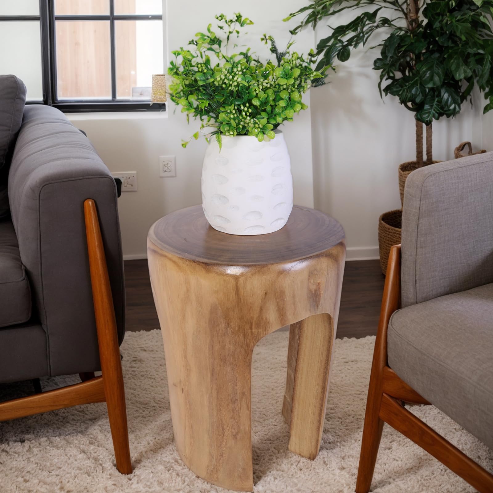 Rustic Wood Side Table Round Tree Stump End Table